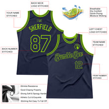 Загрузить изображение в средство просмотра галереи, Custom Navy Neon Green Authentic Throwback Basketball Jersey
