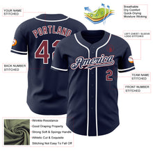 Load image into Gallery viewer, Custom Navy Burgundy-White Authentic Baseball Jersey

