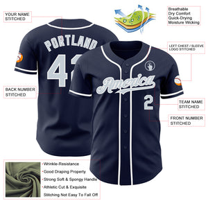 Custom Navy Silver-White Authentic Baseball Jersey