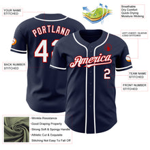 Load image into Gallery viewer, Custom Navy White-Red Authentic Baseball Jersey
