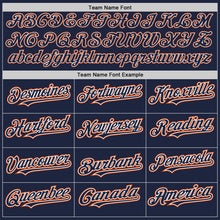 Load image into Gallery viewer, Custom Navy White-Orange Authentic Baseball Jersey

