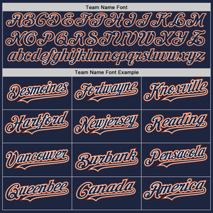 Custom Navy White-Orange Authentic Baseball Jersey