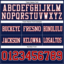 Load image into Gallery viewer, Custom Navy Red-White Authentic Football Jersey
