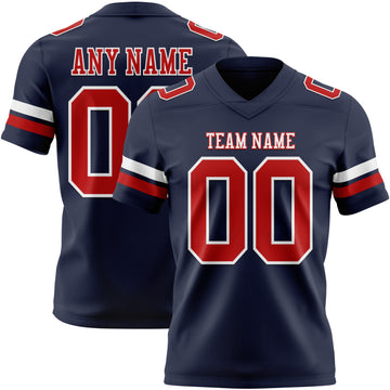 Custom Navy Red-White Mesh Authentic Football Jersey