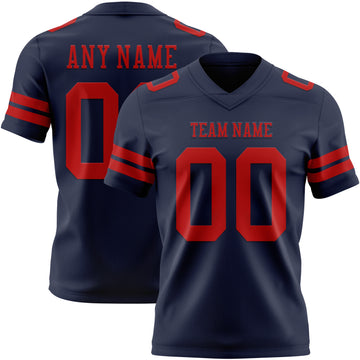 Custom Navy Red Mesh Authentic Football Jersey