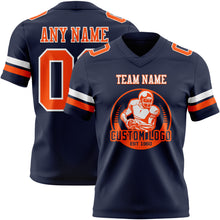 Load image into Gallery viewer, Custom Navy Orange-White Authentic Football Jersey
