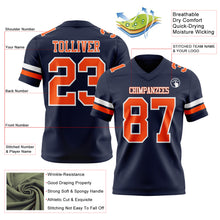 Load image into Gallery viewer, Custom Navy Orange-White Authentic Football Jersey
