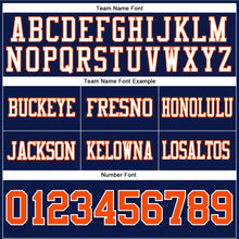 Load image into Gallery viewer, Custom Navy Orange-White Authentic Football Jersey
