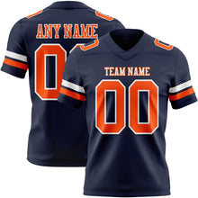 Load image into Gallery viewer, Custom Navy Orange-White Authentic Football Jersey
