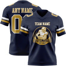 Load image into Gallery viewer, Custom Navy Old Gold-White Authentic Football Jersey
