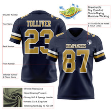 Load image into Gallery viewer, Custom Navy Old Gold-White Authentic Football Jersey
