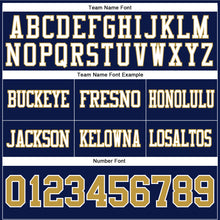 Load image into Gallery viewer, Custom Navy Old Gold-White Authentic Football Jersey
