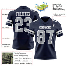 Load image into Gallery viewer, Custom Navy Gray-White Authentic Football Jersey
