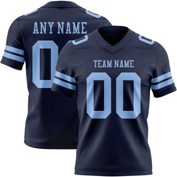 Custom Navy Light Blue Mesh Authentic Football Jersey