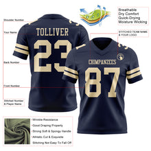 Load image into Gallery viewer, Custom Navy Cream Authentic Football Jersey
