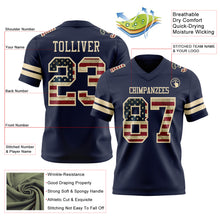 Load image into Gallery viewer, Custom Navy Vintage USA Flag-Cream Authentic Football Jersey
