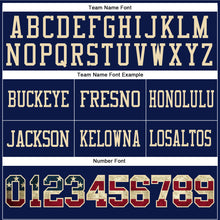 Load image into Gallery viewer, Custom Navy Vintage USA Flag-Cream Authentic Football Jersey
