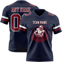 Load image into Gallery viewer, Custom Navy Crimson-White Authentic Football Jersey

