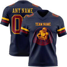 Load image into Gallery viewer, Custom Navy Crimson-Gold Authentic Football Jersey
