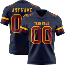Load image into Gallery viewer, Custom Navy Crimson-Gold Authentic Football Jersey
