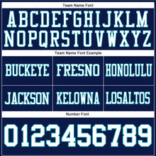 Load image into Gallery viewer, Custom Navy White-Teal Authentic Football Jersey
