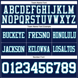 Custom Navy White-Teal Authentic Football Jersey