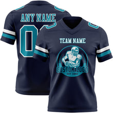 Load image into Gallery viewer, Custom Navy Teal-White Authentic Football Jersey
