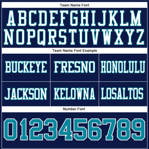 Custom Navy Teal-White Authentic Football Jersey