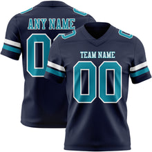Load image into Gallery viewer, Custom Navy Teal-White Authentic Football Jersey
