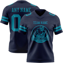 Load image into Gallery viewer, Custom Navy Teal Authentic Football Jersey
