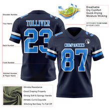 Load image into Gallery viewer, Custom Navy Powder Blue-White Mesh Authentic Football Jersey
