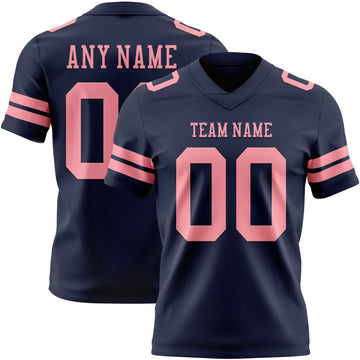 Custom Navy Medium Pink Mesh Authentic Football Jersey