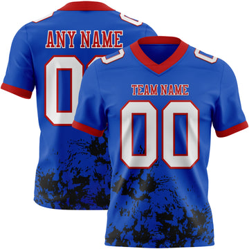 Custom Navy White-Sky Blue Splash Mesh Authentic Football Jersey