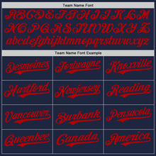 Load image into Gallery viewer, Custom Navy White-Red Authentic Baseball Jersey
