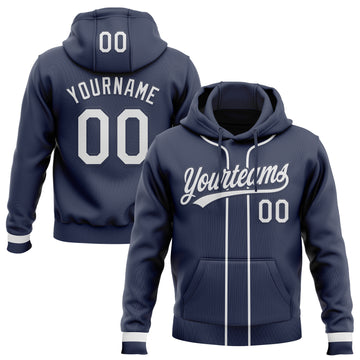 Custom Stitched Navy White Baseball Pullover Sweatshirt Hoodie