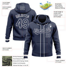 Load image into Gallery viewer, Custom Stitched Navy White Baseball Pullover Sweatshirt Hoodie
