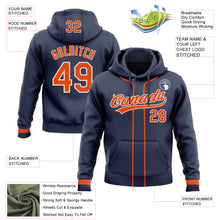 Load image into Gallery viewer, Custom Stitched Navy Orange-White Baseball Pullover Sweatshirt Hoodie
