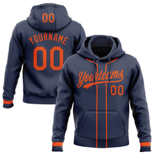 Load image into Gallery viewer, Custom Stitched Navy Orange Baseball Pullover Sweatshirt Hoodie
