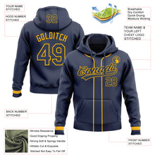 Load image into Gallery viewer, Custom Stitched Navy Gold Baseball Pullover Sweatshirt Hoodie

