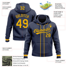 Load image into Gallery viewer, Custom Stitched Navy Gold Baseball Pullover Sweatshirt Hoodie
