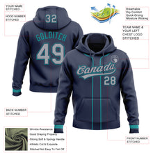 Charger l&#39;image dans la galerie, Custom Stitched Navy Gray-Teal Baseball Pullover Sweatshirt Hoodie
