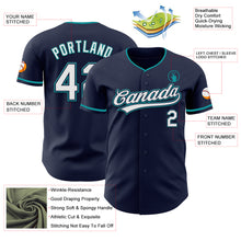 Загрузить изображение в средство просмотра галереи, Custom Navy White-Teal Authentic Baseball Jersey
