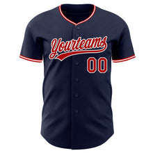 Load image into Gallery viewer, Custom Navy Red-White Authentic Baseball Jersey
