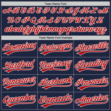 Load image into Gallery viewer, Custom Navy Red-White Authentic Baseball Jersey
