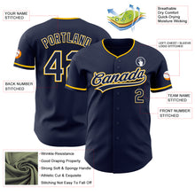 Load image into Gallery viewer, Custom Navy White-Gold Authentic Baseball Jersey
