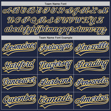 Load image into Gallery viewer, Custom Navy White-Gold Authentic Baseball Jersey
