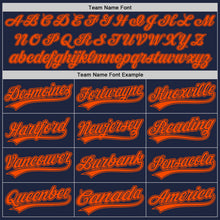Load image into Gallery viewer, Custom Navy Orange Authentic Baseball Jersey
