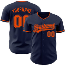 Load image into Gallery viewer, Custom Navy Orange Authentic Baseball Jersey
