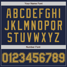 Load image into Gallery viewer, Custom Navy Old Gold Authentic Baseball Jersey

