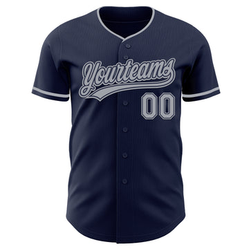 Custom Navy Gray Authentic Baseball Jersey